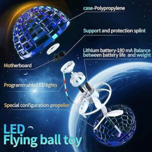 Flying Ball,Toys Globe Shape Magic Controller Mini Ball,Built-in RGB Lights Spinner 360° Rotating,Flying Spinner with Endless Tricks,Spinning UFO Toy Fly Ball,Flying Spinner (Multicolor)
